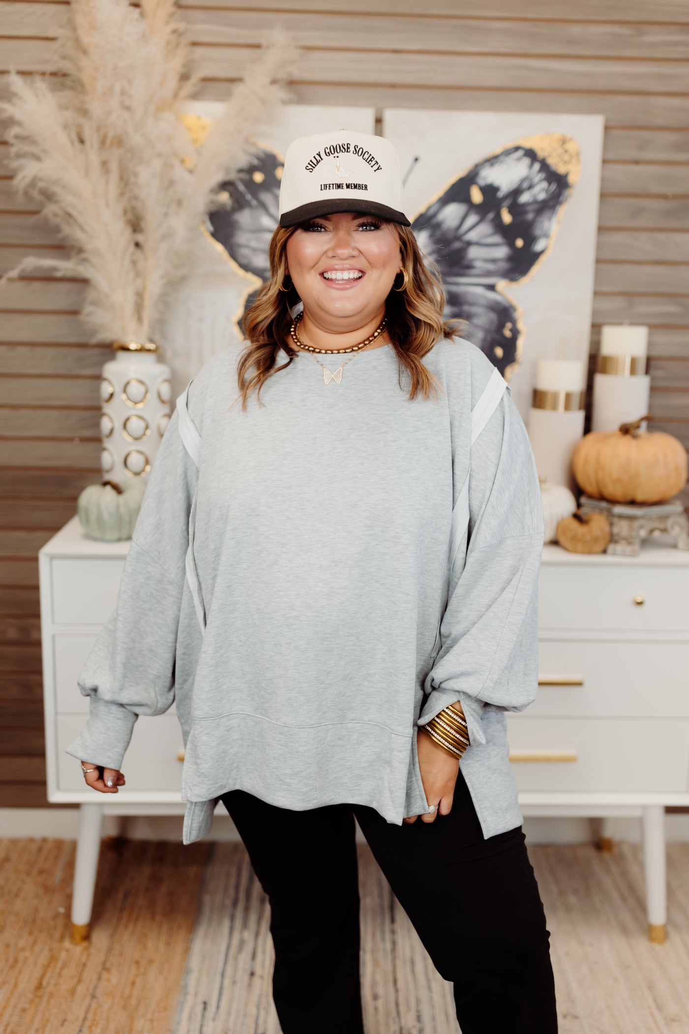 Heather Gray Oversized French Terry Pullover