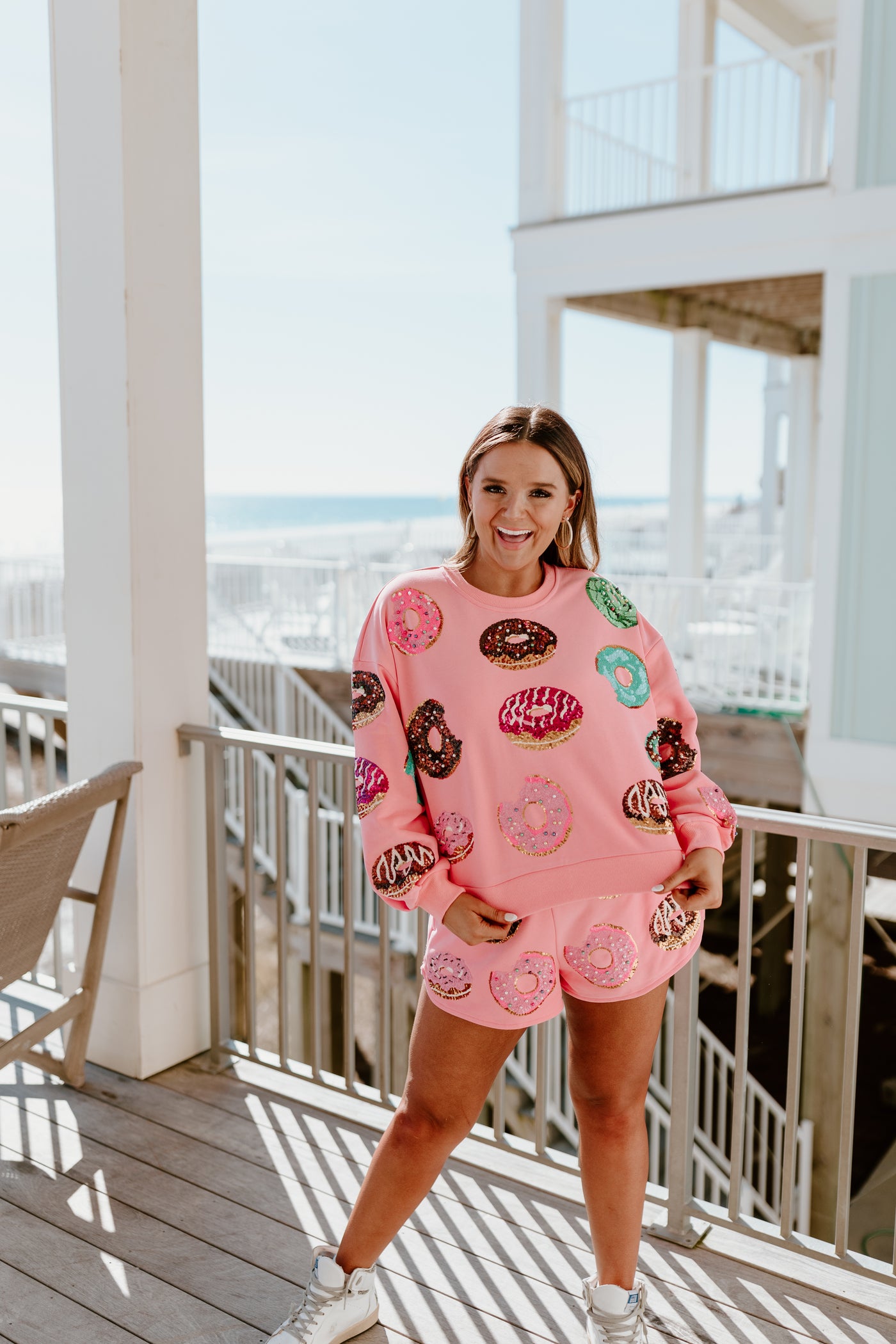 Queen Of Sparkles Pink Donut Sweatshirt