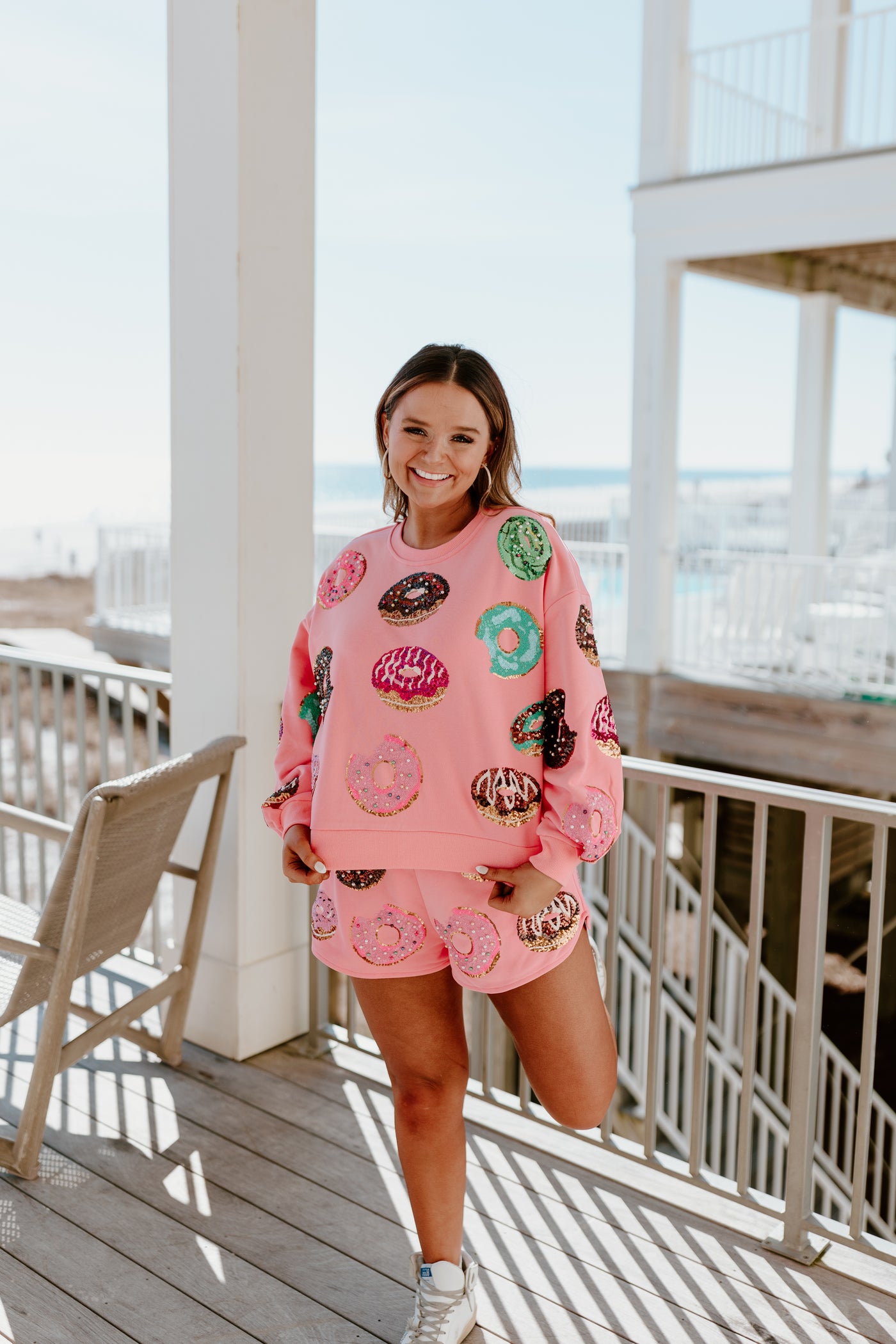 Queen Of Sparkles Pink Donut Sweatshirt