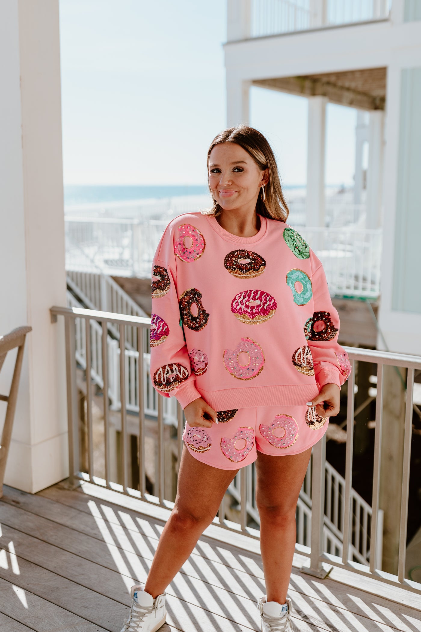 Queen Of Sparkles Pink Donut Sweatshirt