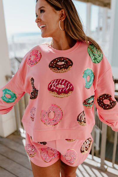 Queen Of Sparkles Pink Donut Sweatshirt