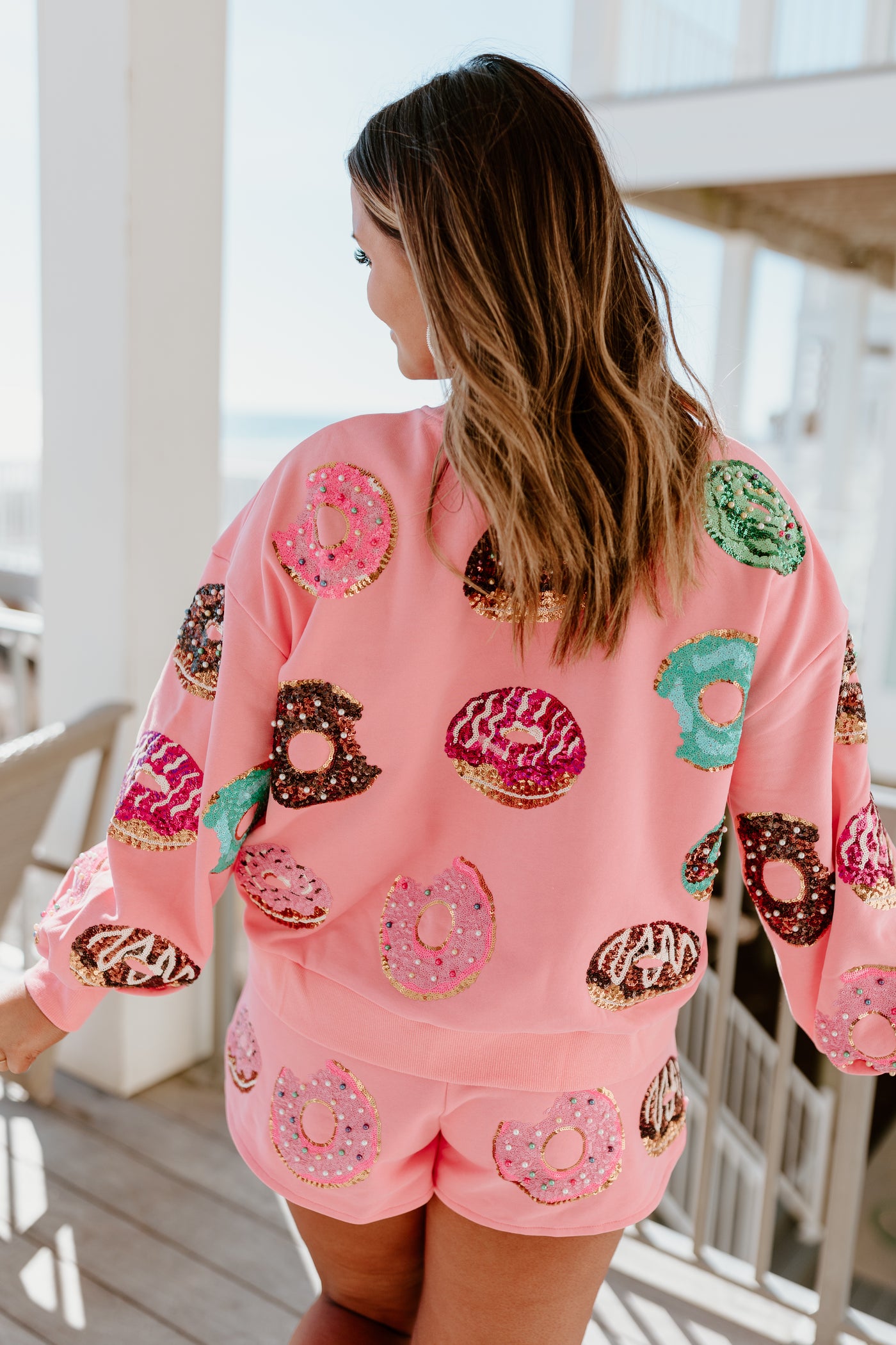 Queen Of Sparkles Pink Donut Sweatshirt