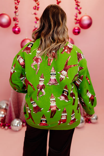 Queen of Sparkles Green Elf On The Shelf Sweatshirt