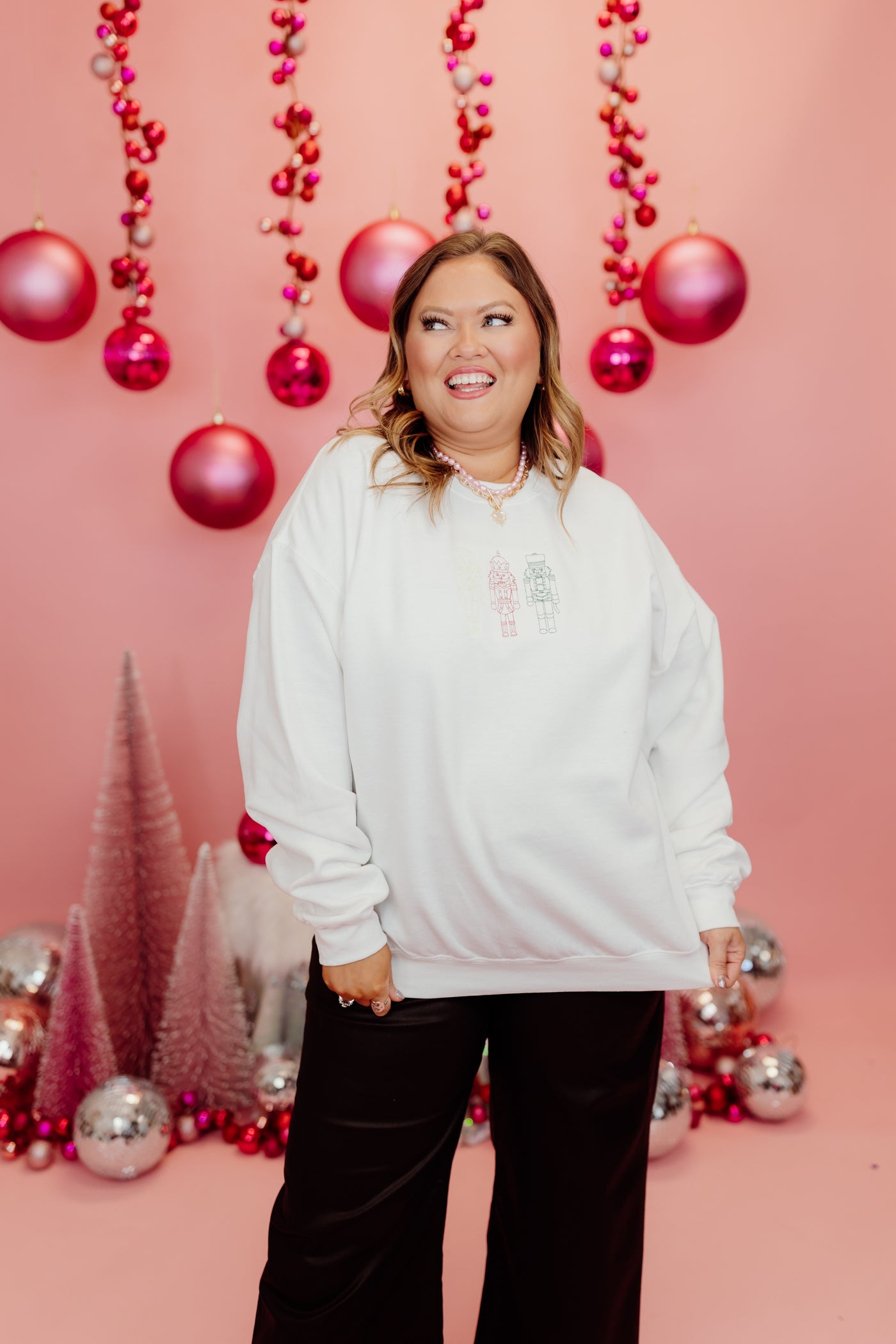 White Embroidered Nutcracker Sweatshirt