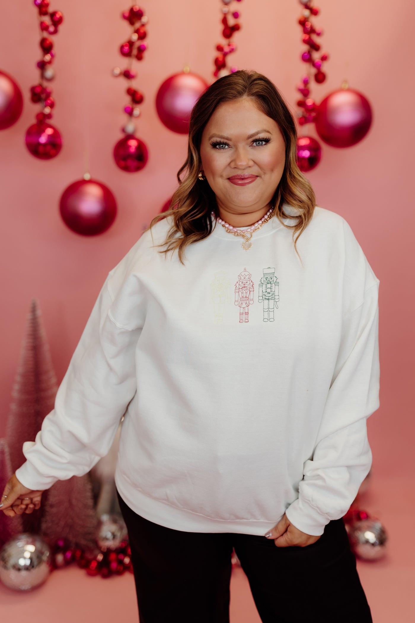 White Embroidered Nutcracker Sweatshirt