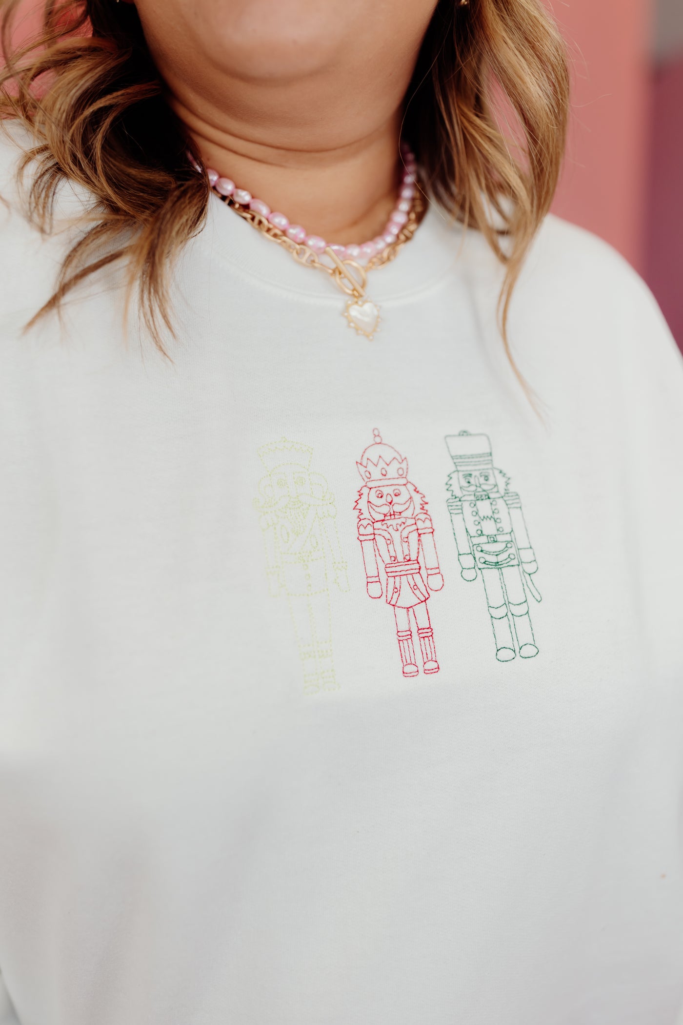 White Embroidered Nutcracker Sweatshirt