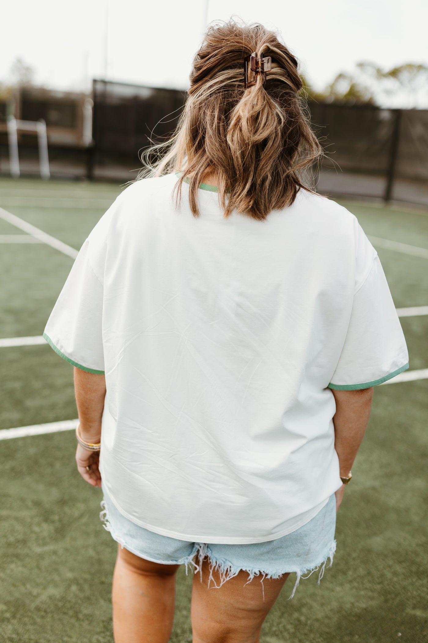 Off White and Sage Queen of The Court T-Shirt