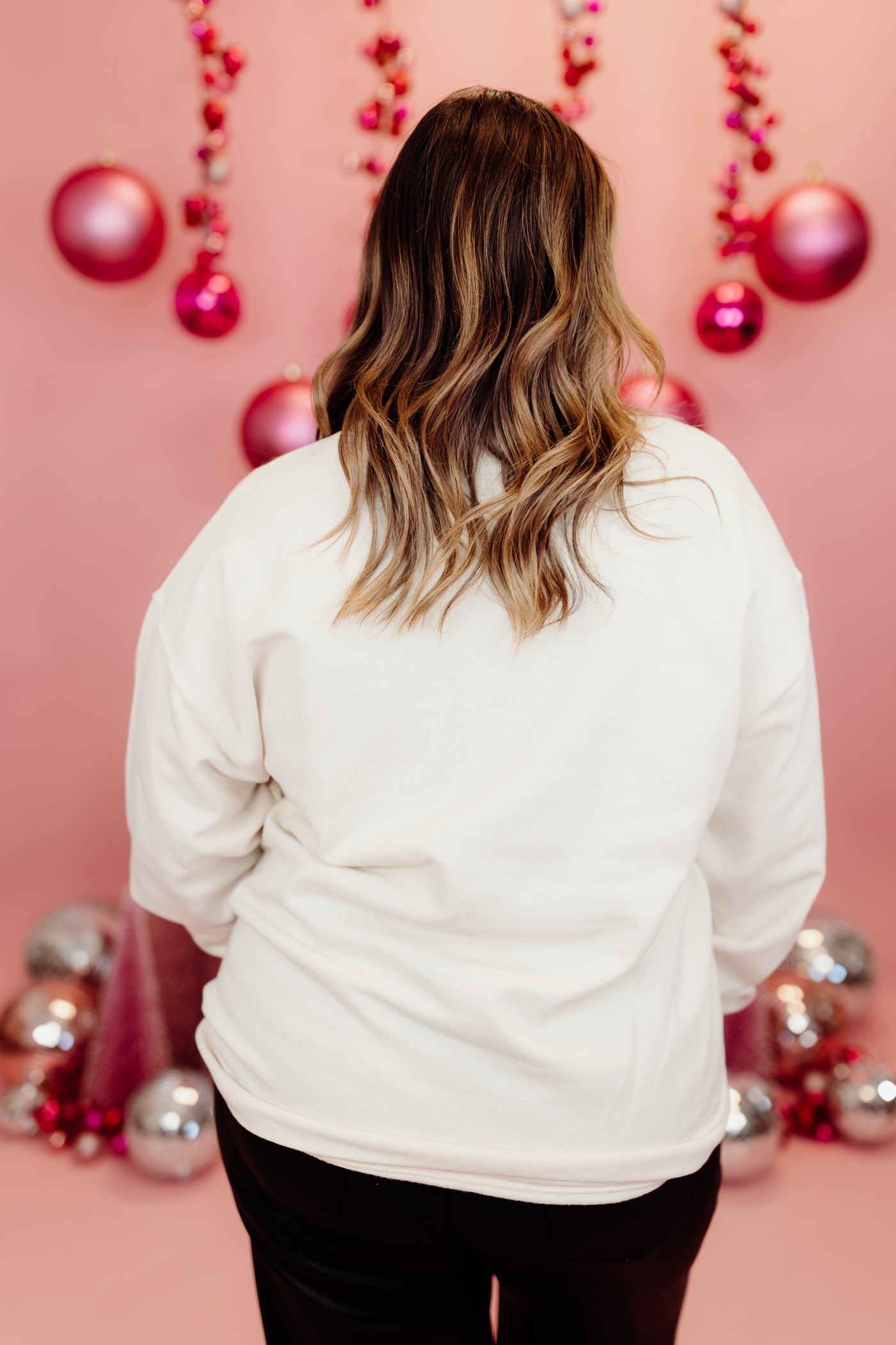 Sweet Cream Embroidered Merry & Bright Sweatshirt