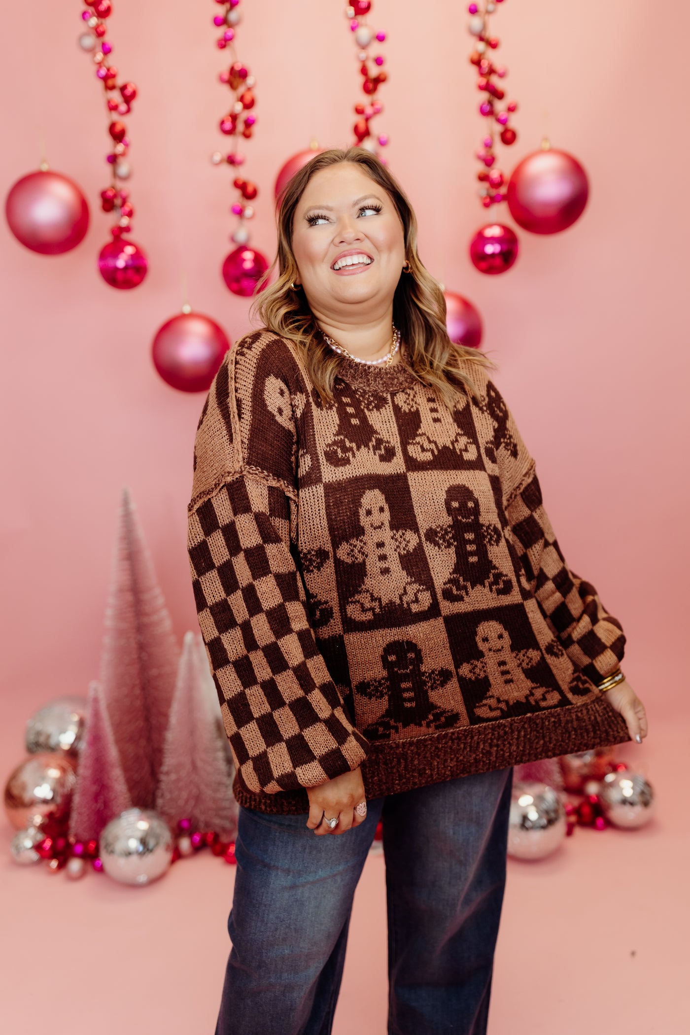 Brown Gingerbread Man Oversized Sweater