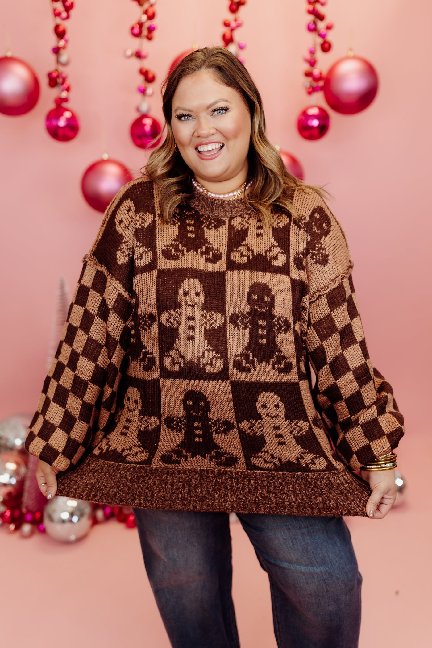 Brown Gingerbread Man Oversized Sweater