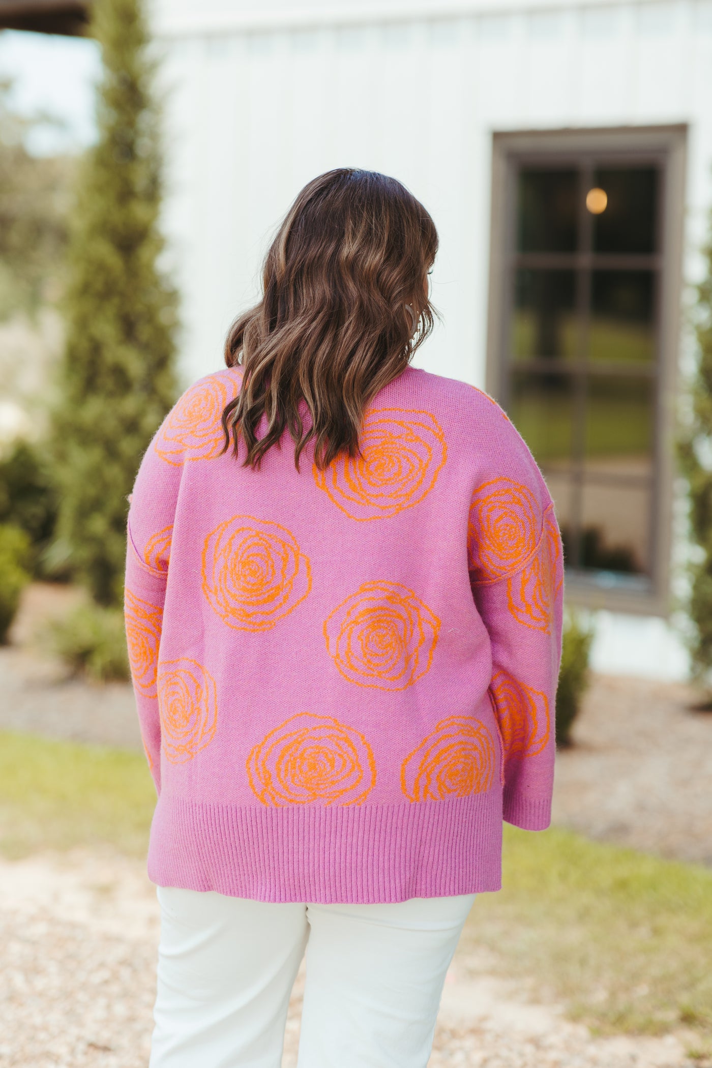 Mauve Multi Rose Detail Oversized Sweater