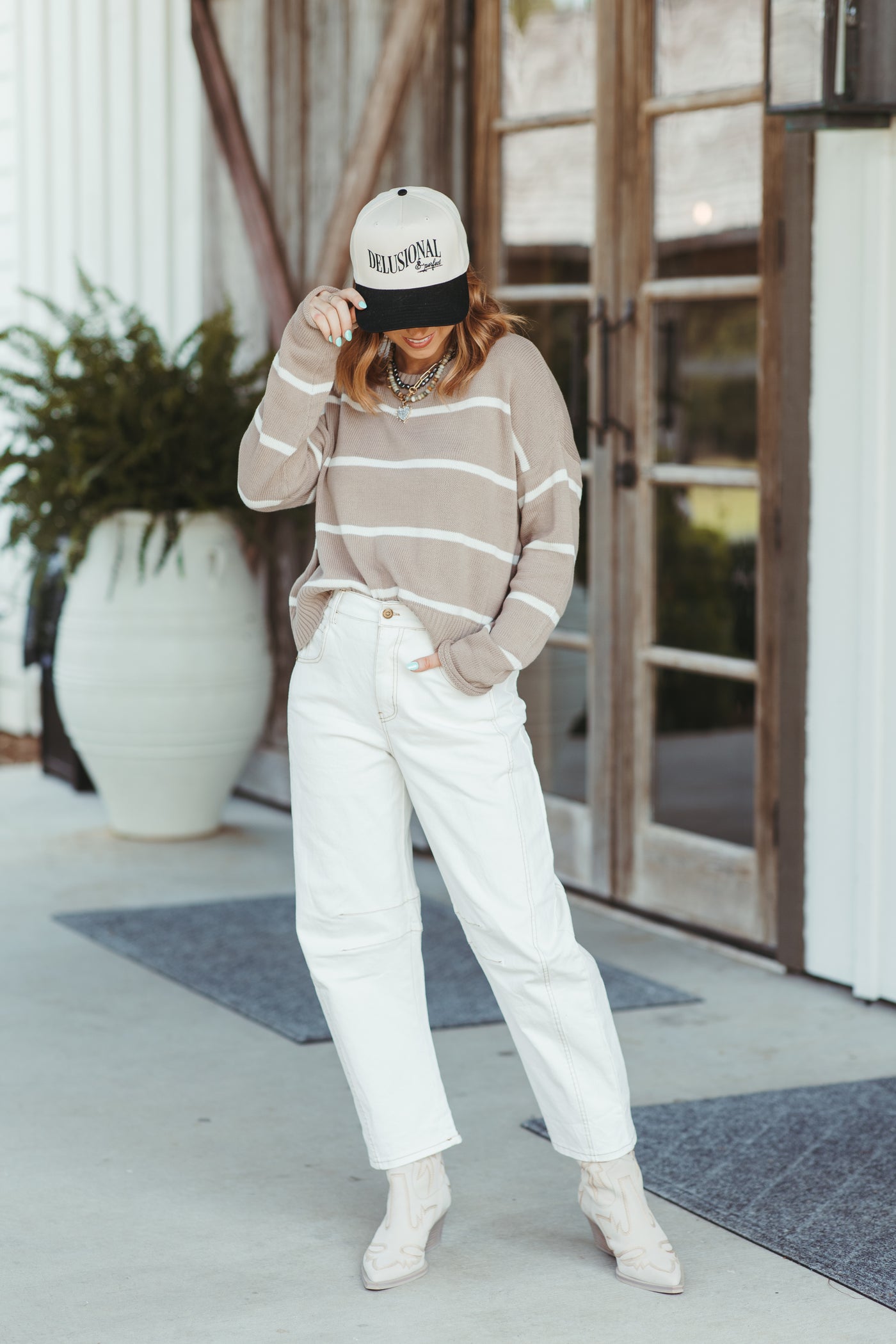 White High Waisted Wide Leg Pants