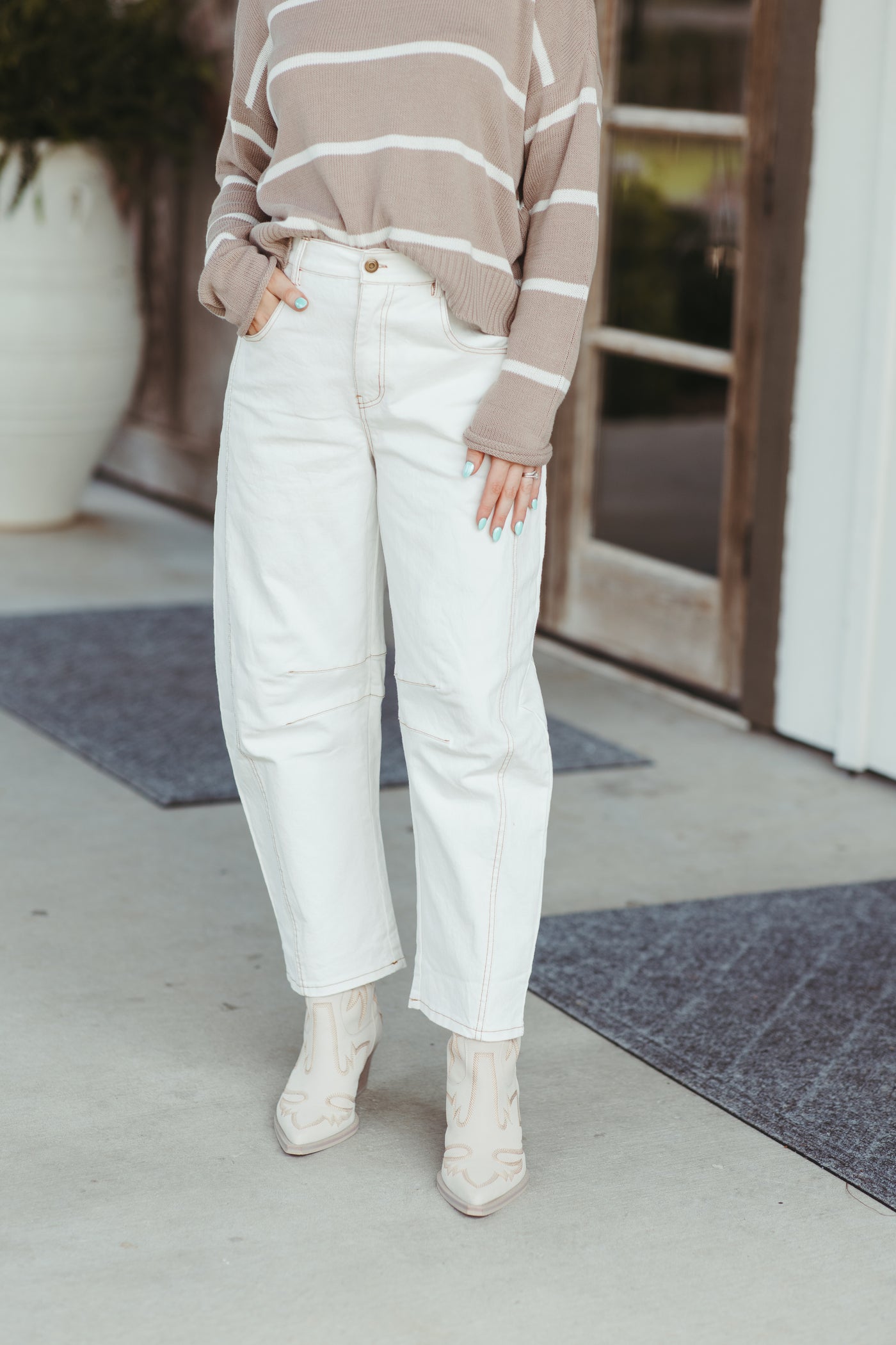 White High Waisted Wide Leg Pants