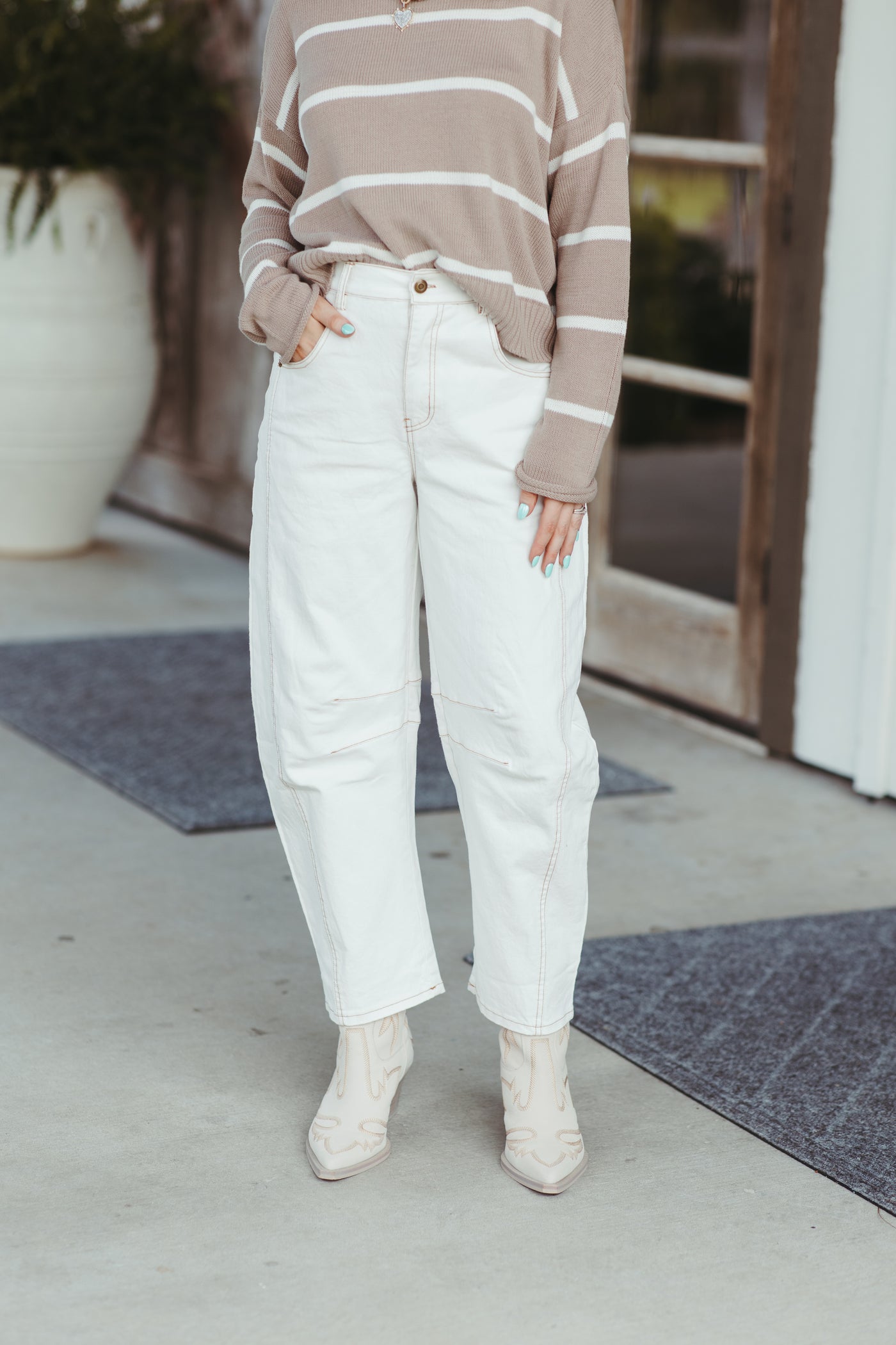 White High Waisted Wide Leg Pants