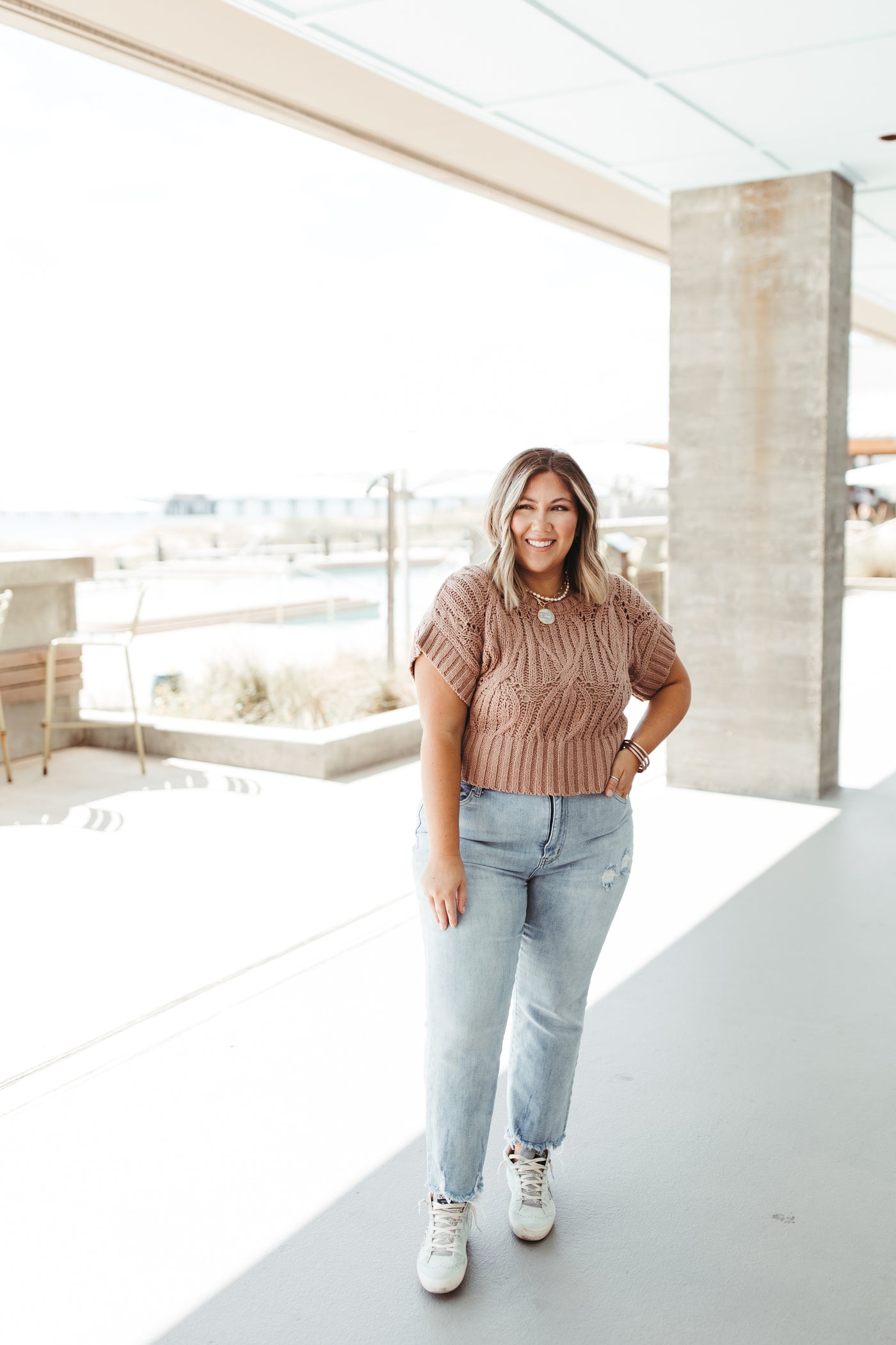 By Together Brown Cali Crochet Top