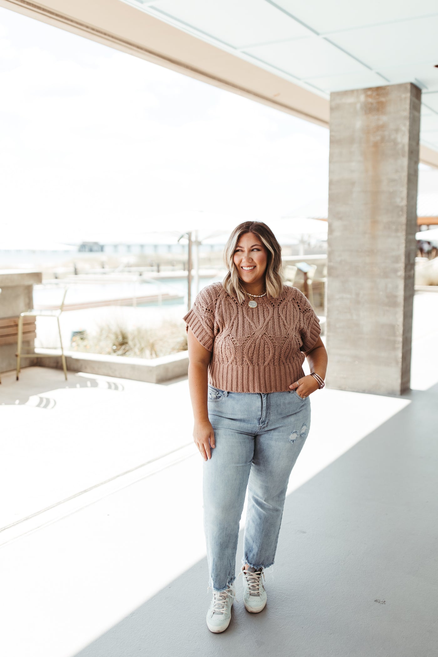 By Together Brown Cali Crochet Top