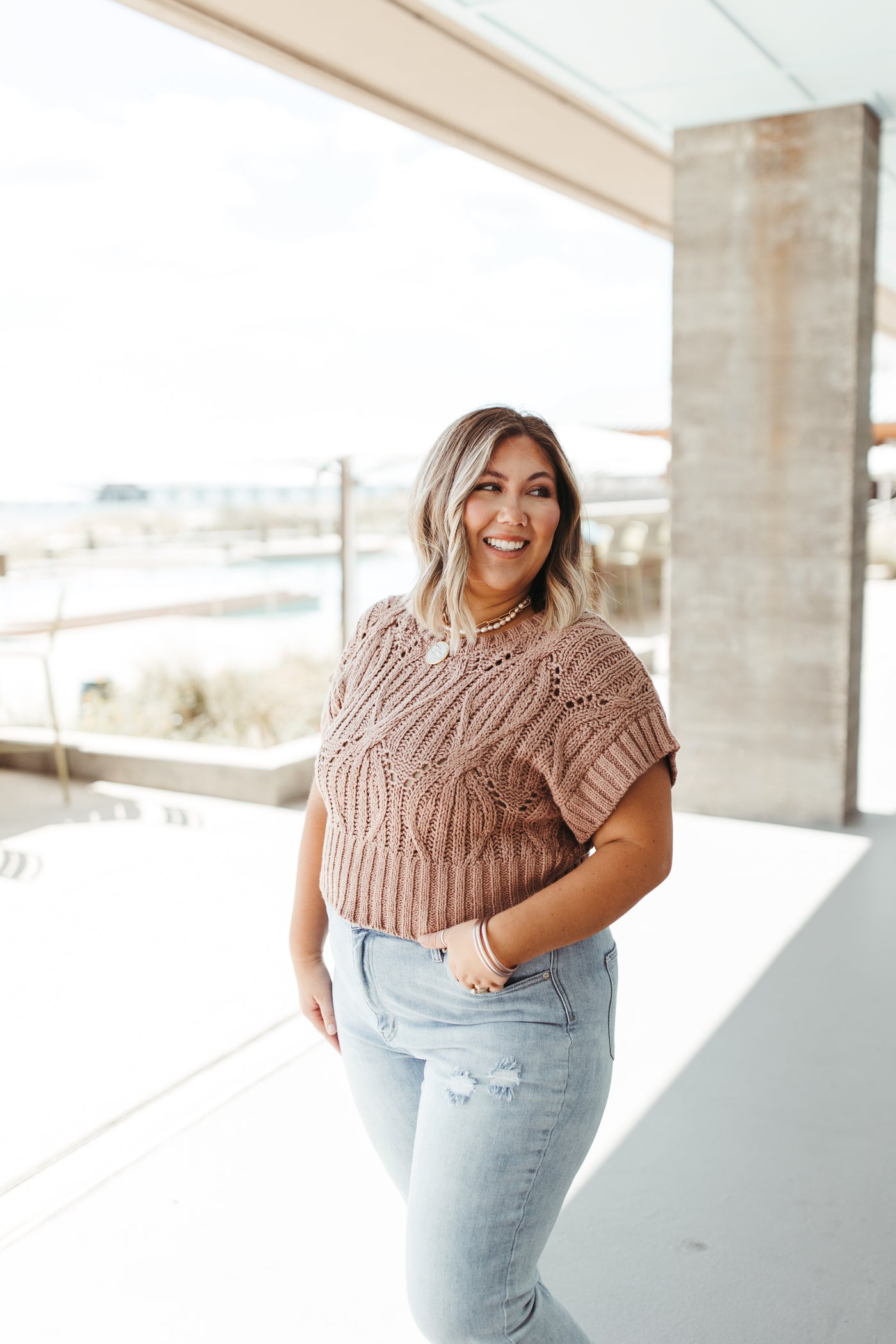 By Together Brown Cali Crochet Top