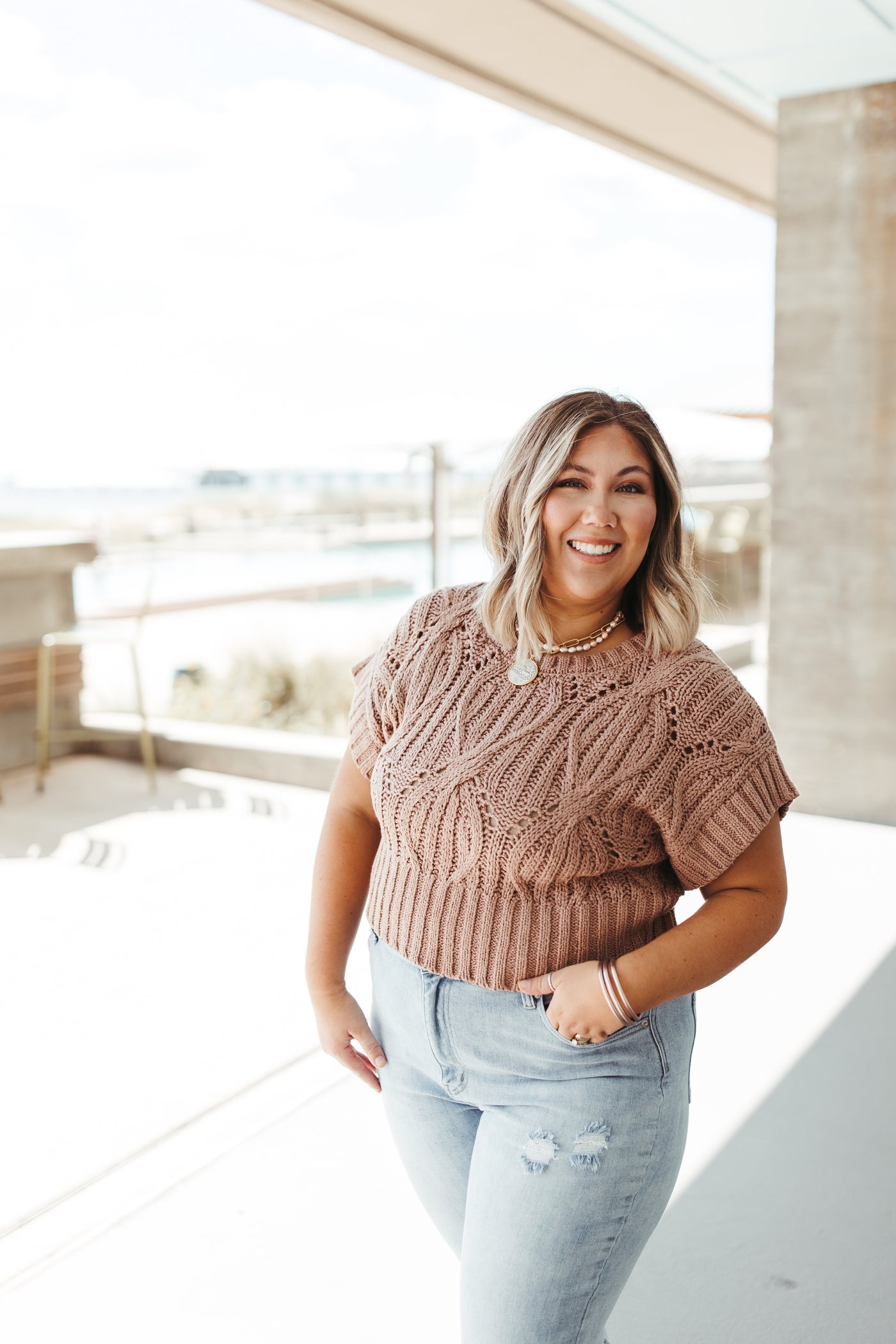 By Together Brown Cali Crochet Top