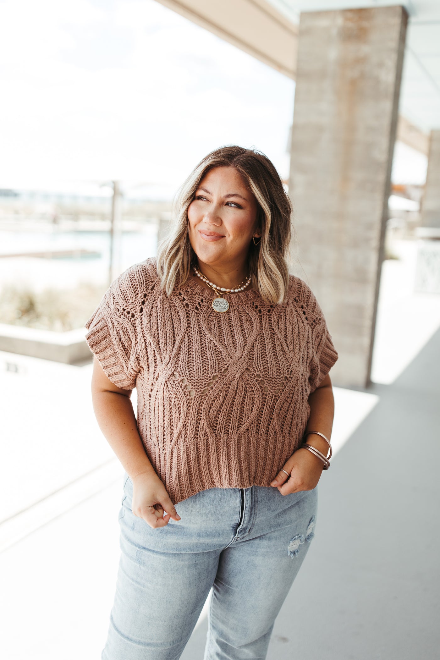 By Together Brown Cali Crochet Top