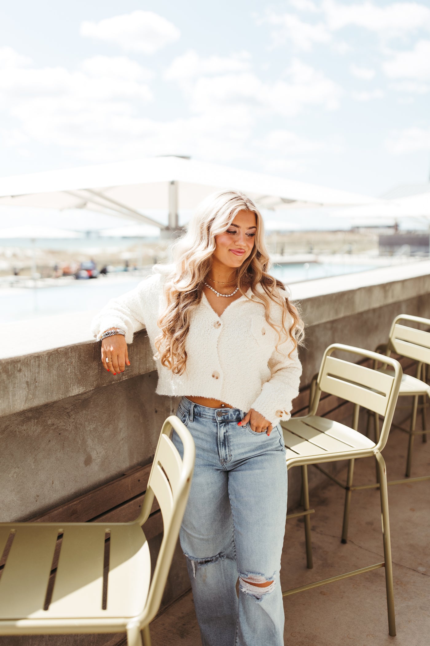 Ultra Soft Fuzzy Crop Chunky Button Jacket