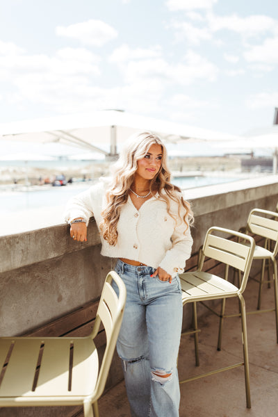 Ultra Soft Fuzzy Crop Chunky Button Jacket