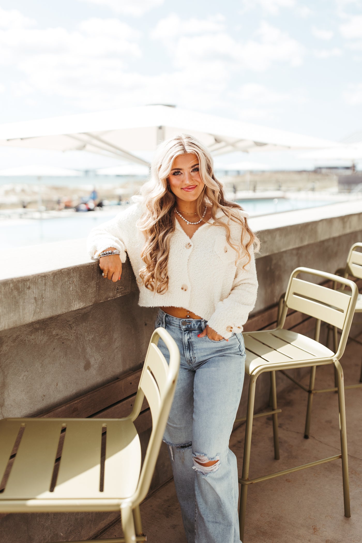 Ultra Soft Fuzzy Crop Chunky Button Jacket