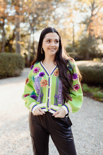 Queen of Sparkles Mardi Gras House Float Sweater