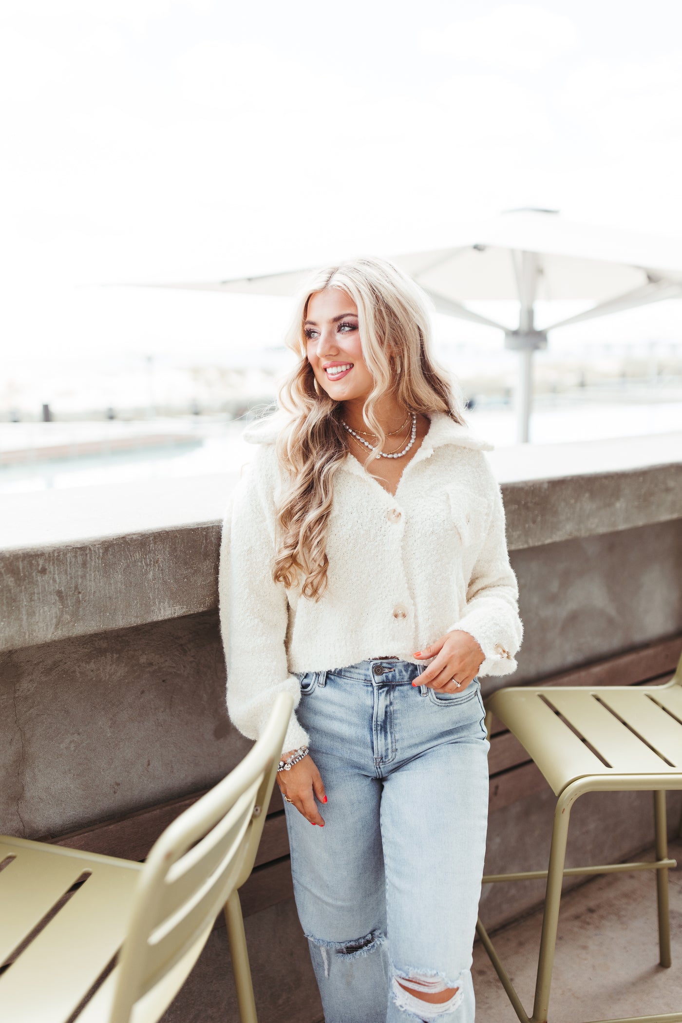 Ultra Soft Fuzzy Crop Chunky Button Jacket