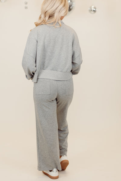 Simply Southern Heather Grey Quarter Zip Pullover & Pant Set