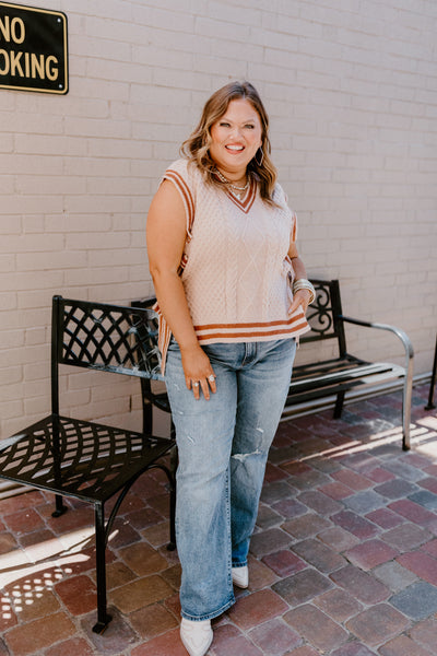 Taupe Dark Amber V-Neck Side Tie Sweater Vest