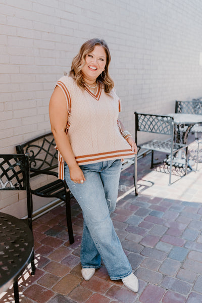 Taupe Dark Amber V-Neck Side Tie Sweater Vest