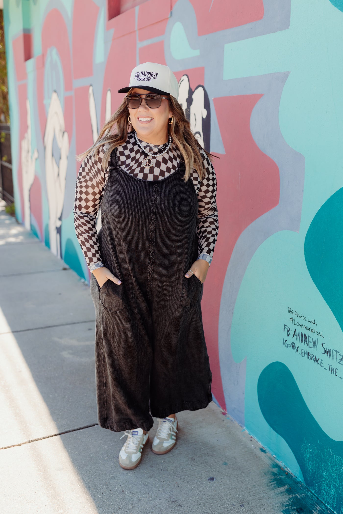 Black Charcoal Vintage Washed Waffle Knit Overalls