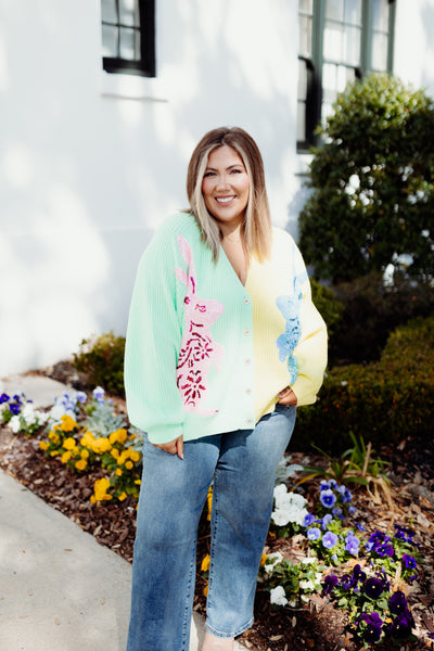 Queen of Sparkles Pastel Colorblock Bunny Cardigan