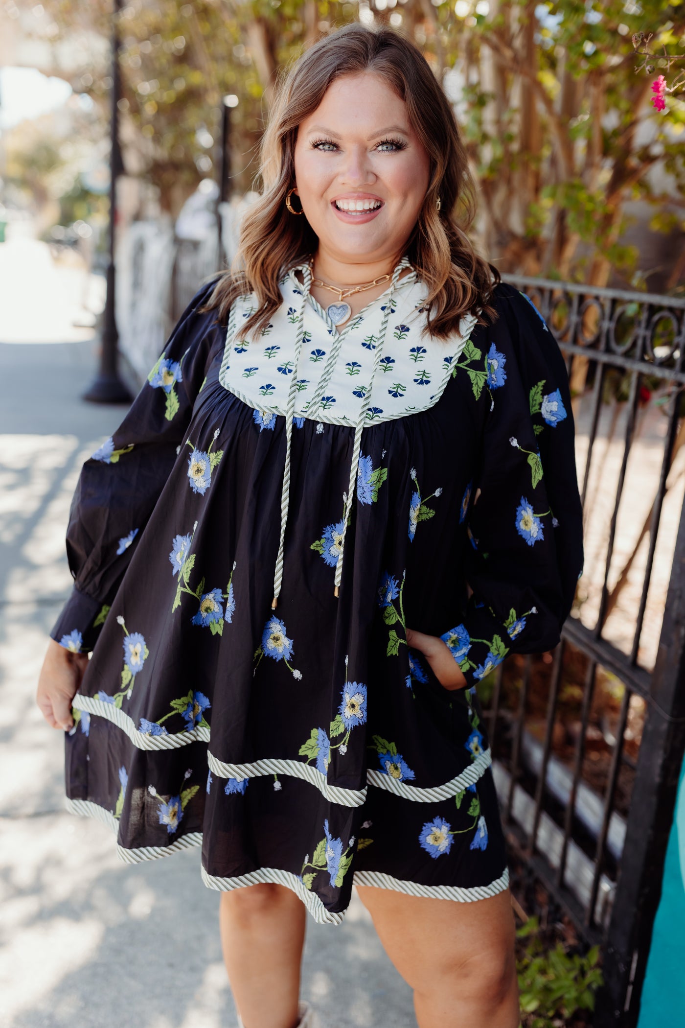 Black Multi Mix Printed 3/4 Sleeve Dress