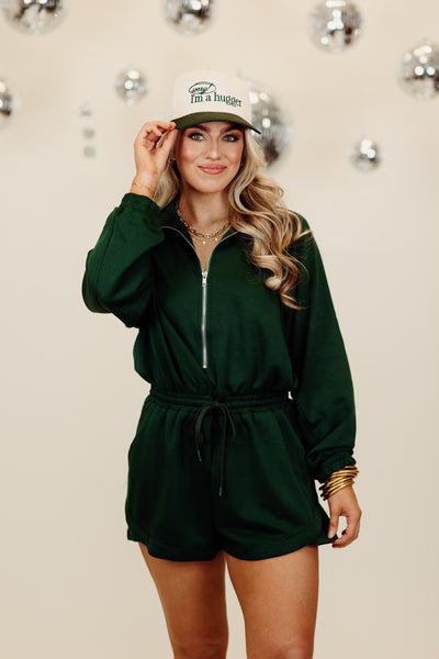 Evergreen Half Zip Long Sleeve Romper