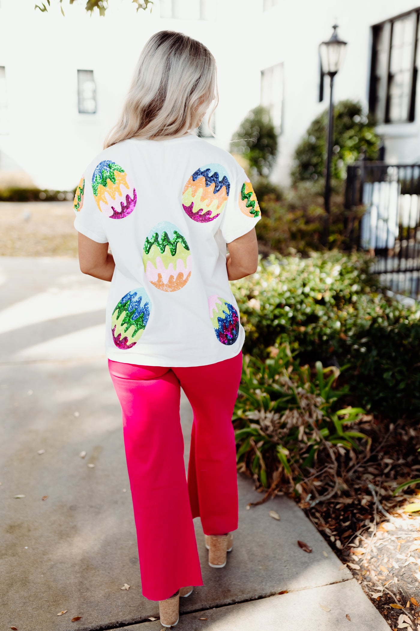 Queen of Sparkles White Groovy Easter Egg Tee