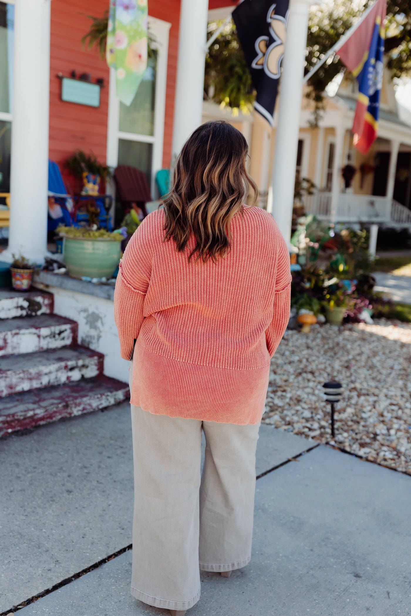 Red Orange Oversized Knit Sweater