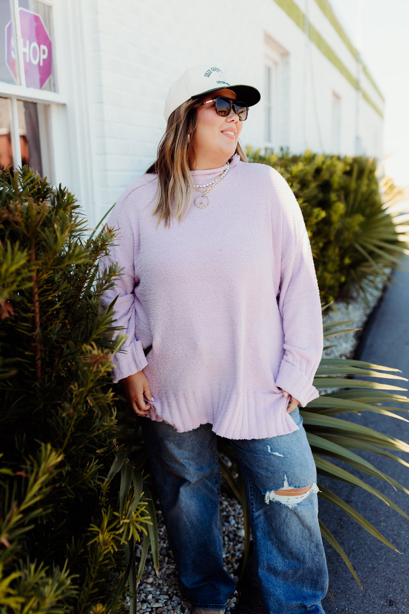 Lavender Oversized Mock Neck Sweater