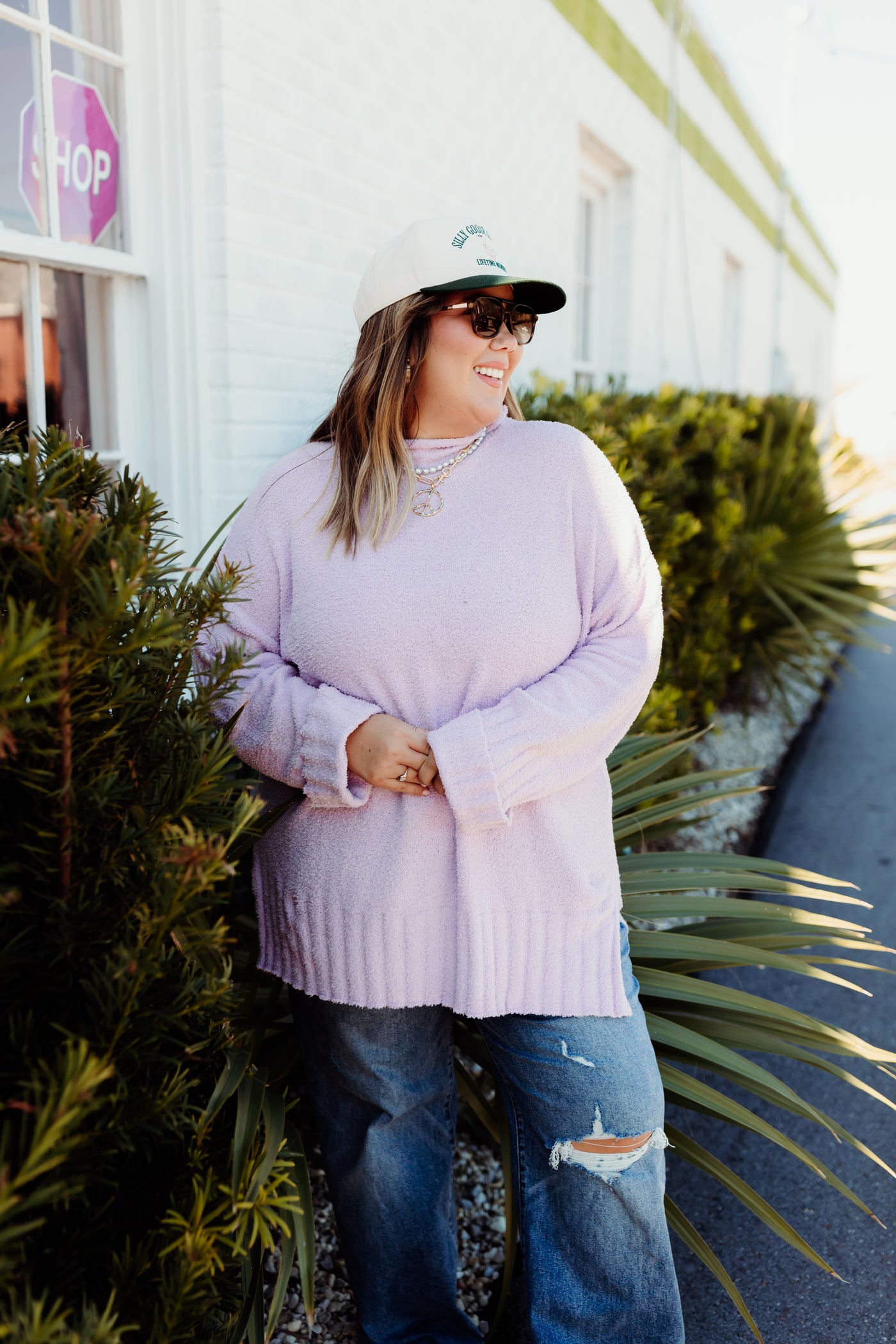 Lavender Oversized Mock Neck Sweater