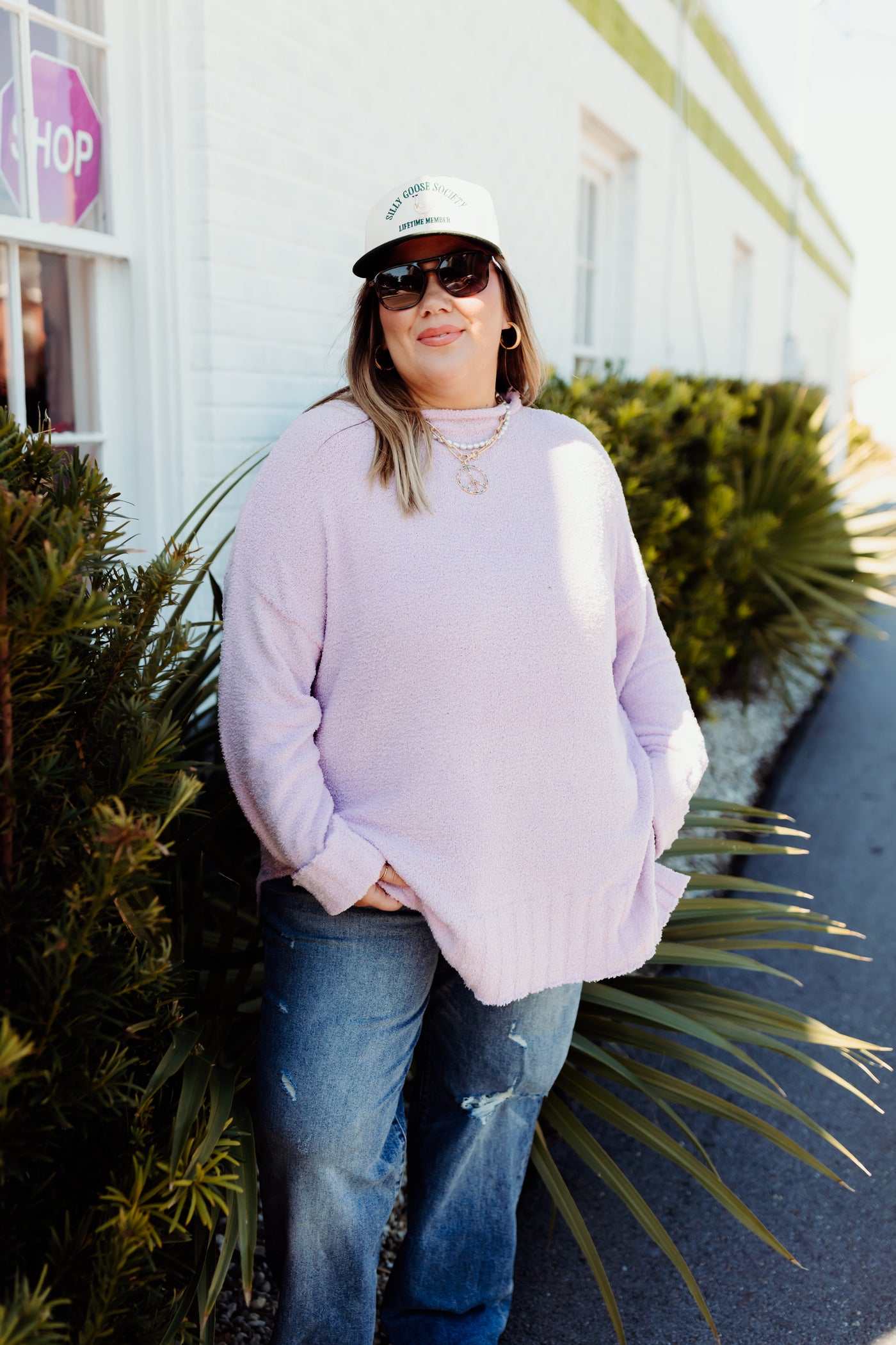 Lavender Oversized Mock Neck Sweater