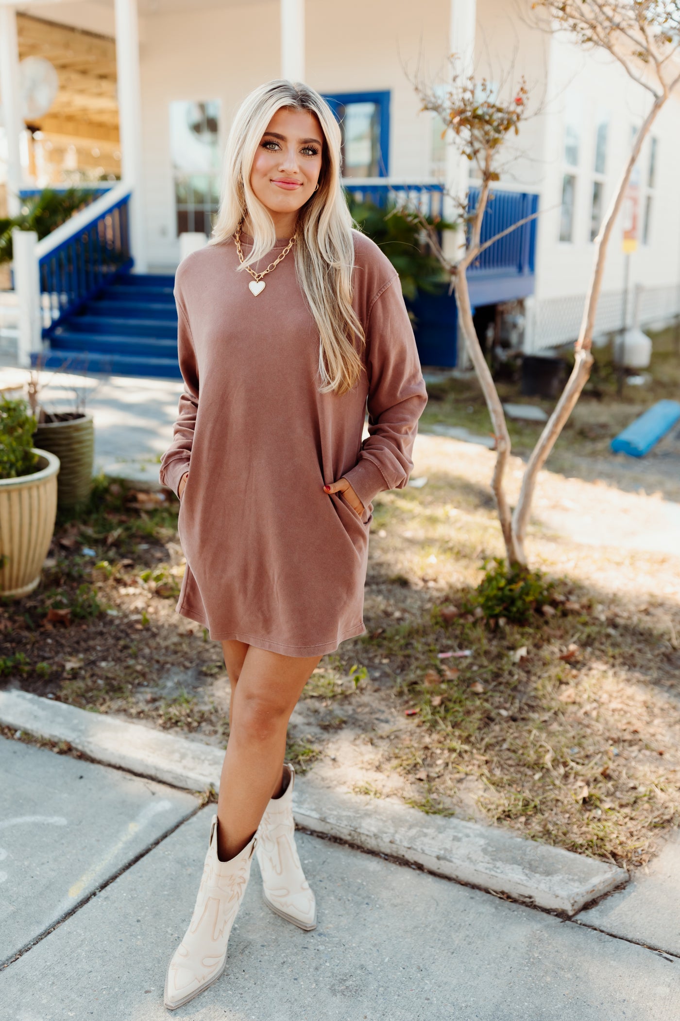 Chestnut Oversized Sweatshirt Mini Dress