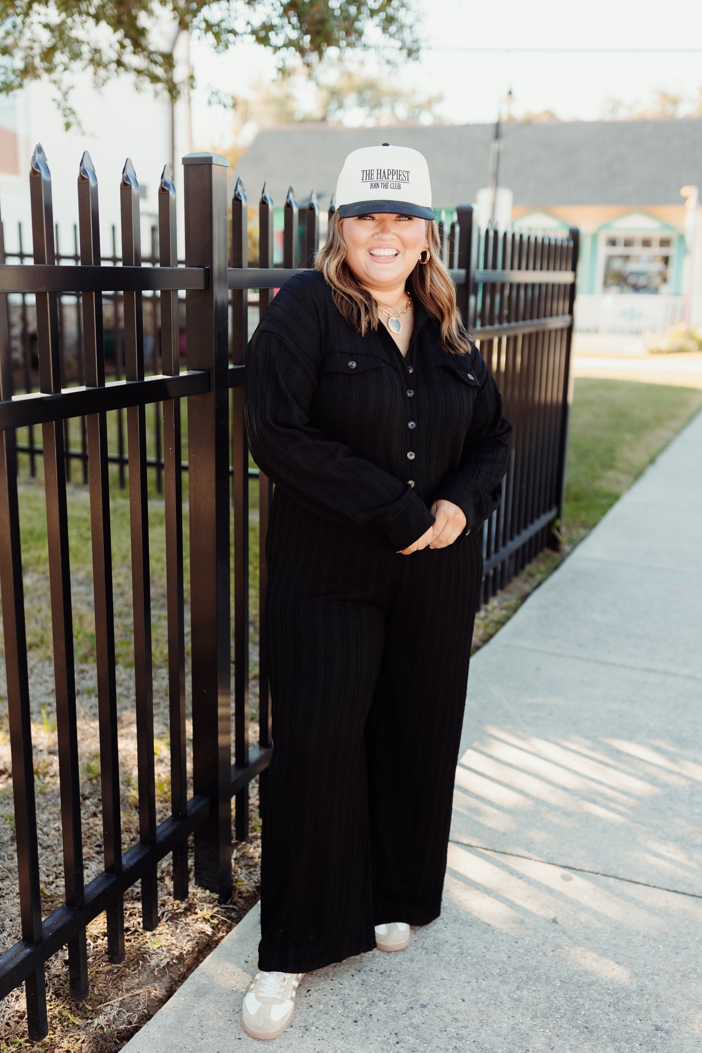 Black Textured Knit Long Sleeve Jumpsuit