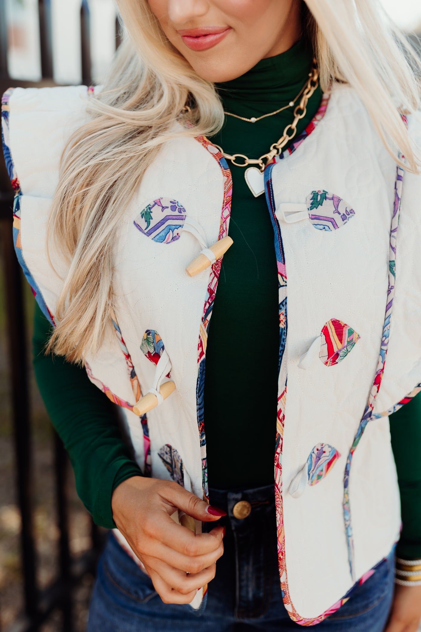 Beige Flutter Sleeve Quilted Vest