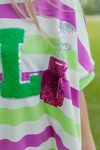 Light Green and Pink Striped Golf Oversized Top