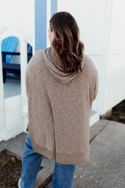 Mocha Long Sleeve Oversized Hoodie Top