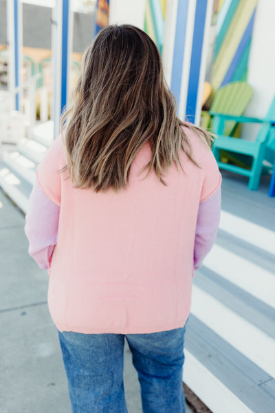 Magenta/Lavender/Light Pink Turtleneck Oversized Sweater