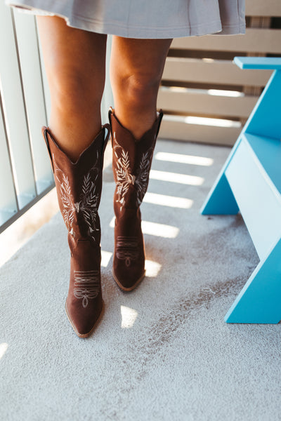 MiMi Flora Brown Cowgirl Boot