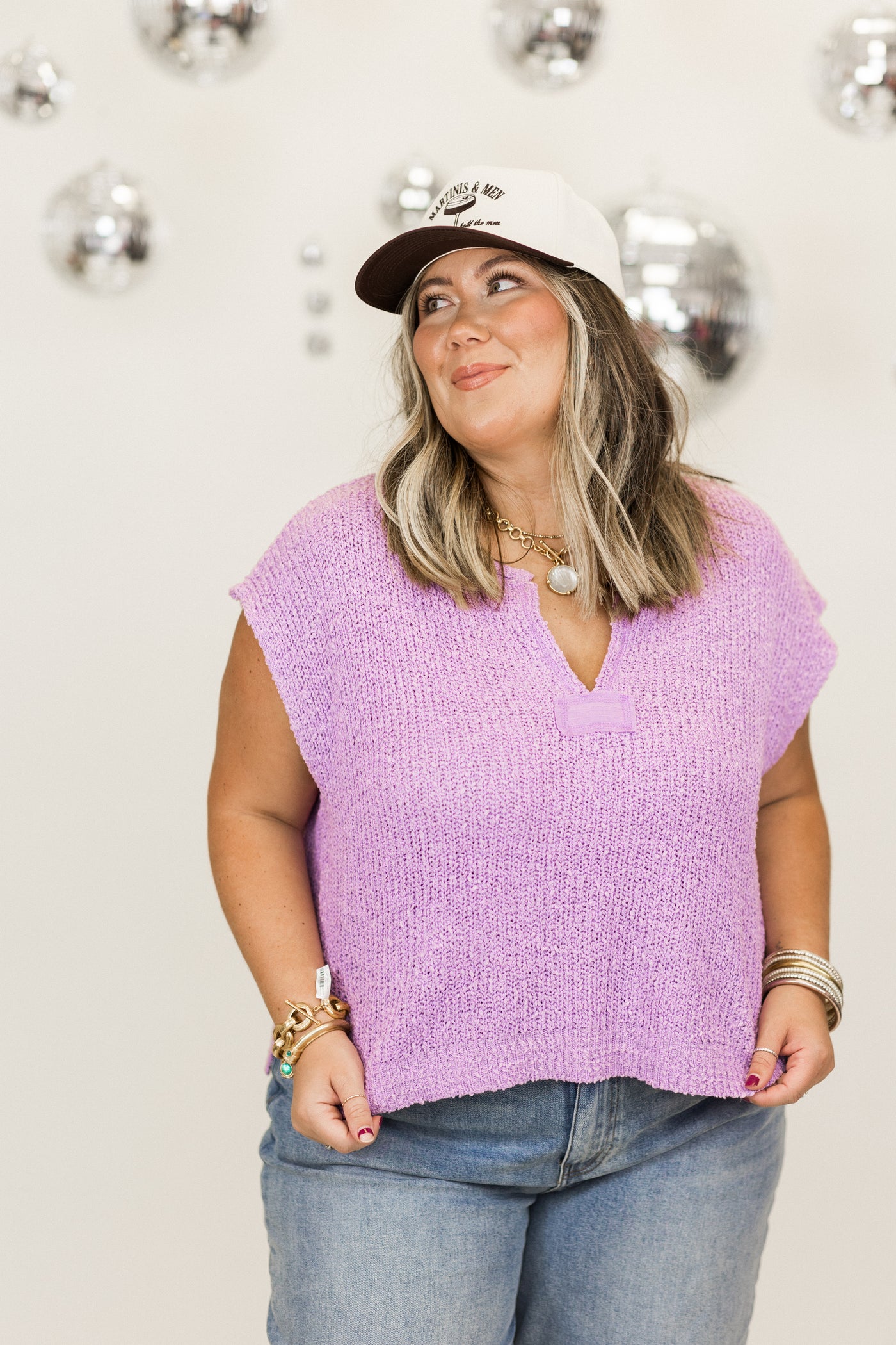 Lavender Sleeveless Cropped Sweater Top