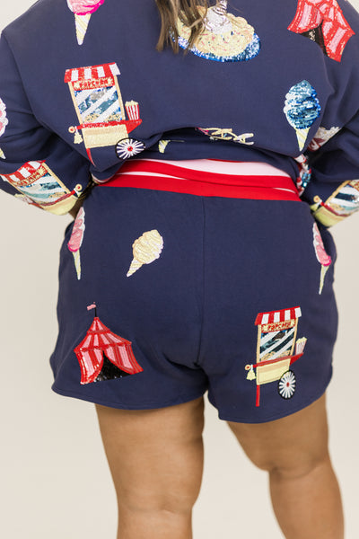 Queen of Sparkles Navy Fair Fun Shorts