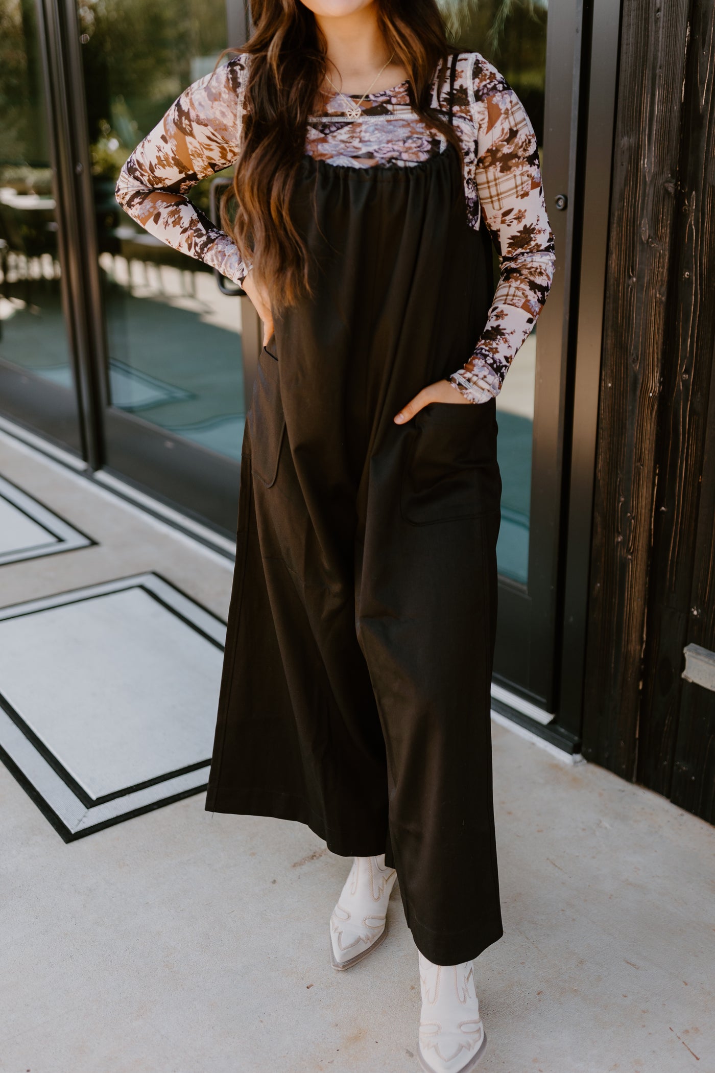 Black Spaghetti Strap Wide Leg Jumpsuit